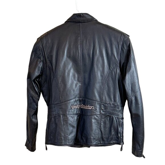 Harley Davidson Embroidered Women's Leather Motorcycle Jacket Black Size XS - Picture 2 of 9